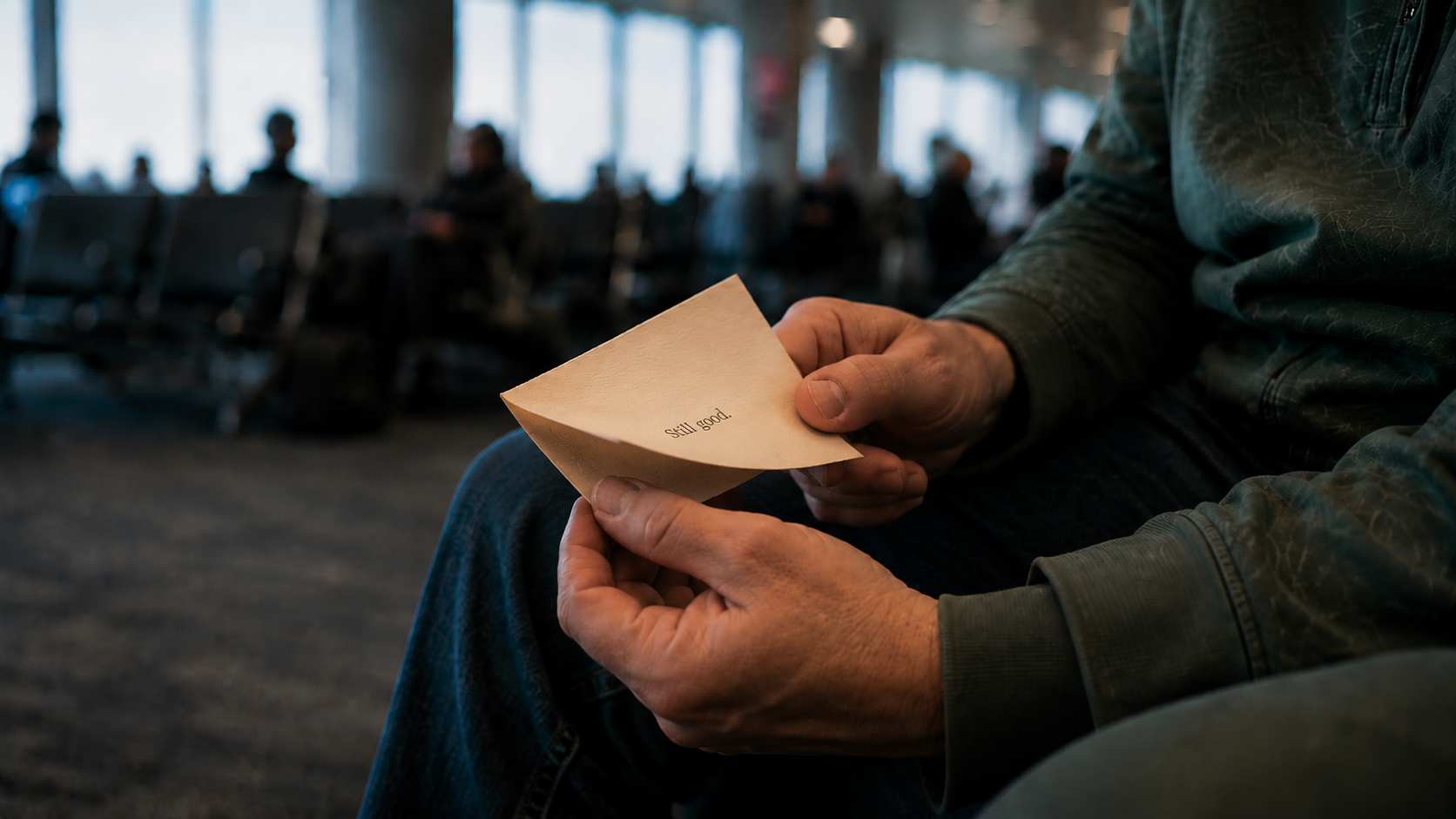 Dad-Scaped recognition cards folded open on a table.