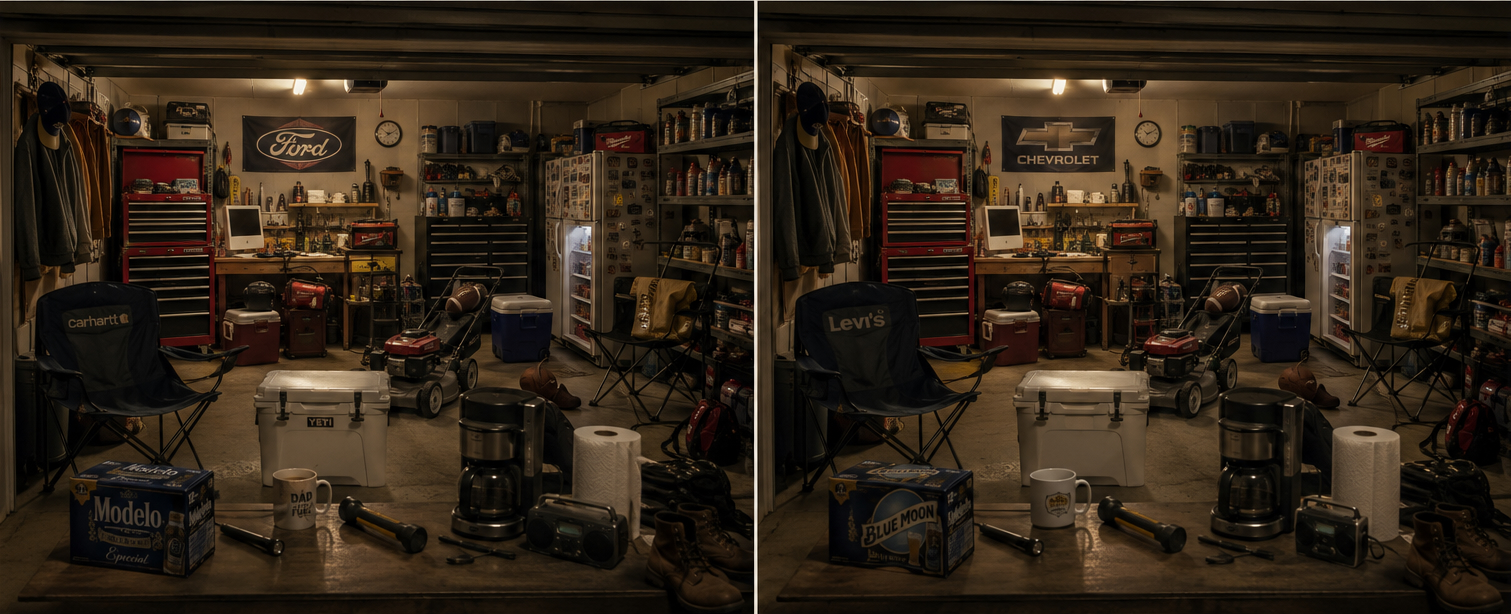 Build Something member observation screen showing a garage spot-the-difference scene.
